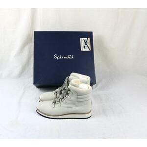 Splendid Women's Potter Hiker Size 6.5 Lace-Up Boot Solid Leather White Gray